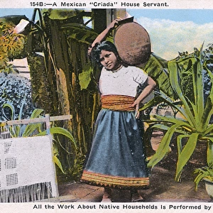 A Mexican Criada (House Servant) carrying a large jar
