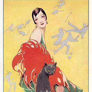 Mice and Men by Winifred C. Honey, 1920s woman with cat