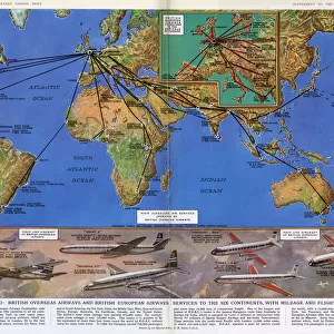 Mileage and flight times across the world, 1961 by GH Davis