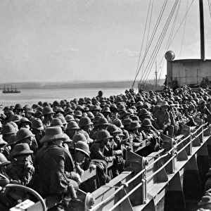 Military men on board ship