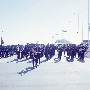 Military parade for King Hussein of Jordan, Salalah airport