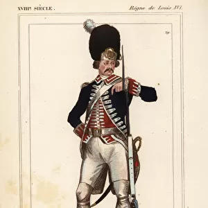 Military uniform of the French Guards, Garde-Francaise, 1789