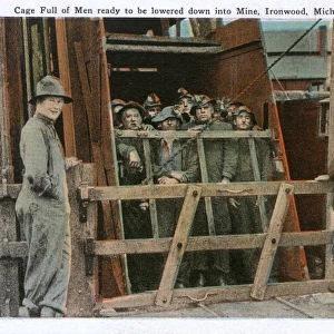 Miners - Ironwood, Michigan - Lowered into pit