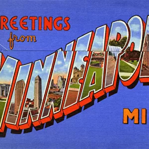 Minneapolis, Minnesota, USA - large letter card