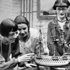 Model ship on display at the Mansard Galleries