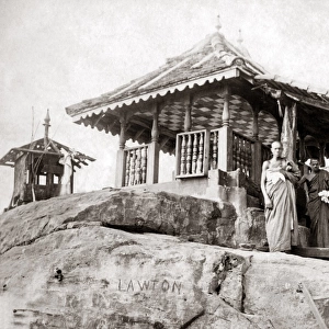Monks, Temple, Adams peak, Ceylon (Sri Lanka) circa 1890