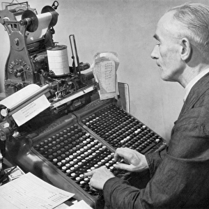 Monotype keyboard operator at a printing works