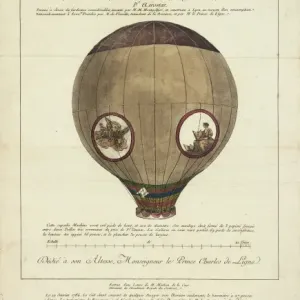 Montgolfier balloon, ascent over Lyons, France Montgolfier balloon, ascent over Lyons, France