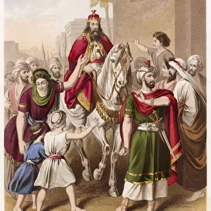 Mordecai, Esthers cousin and foster-father, is honoured by King Ahasuerus