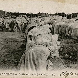 Moslems at prayer, Algiers, Algeria