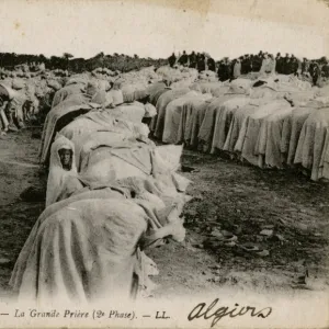 Moslems at prayer, Algiers, Algeria