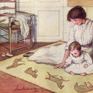 Mother and baby with crawling rug