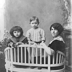 Mother and two children of Kostel (Podivin), Moravia