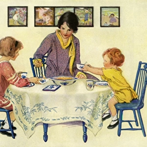 Mother & children at table