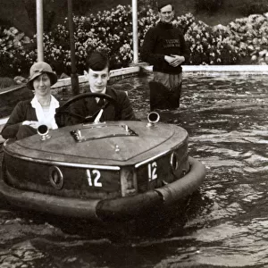 Mother and son riding a Rytecraft Scoota-boat - Llandudno