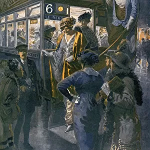 A Motor Bus during the London Season, 1914 by Matania