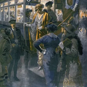 A Motor Bus during the London Season, 1914 by Matania