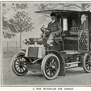 Motor cab in a London street 1905