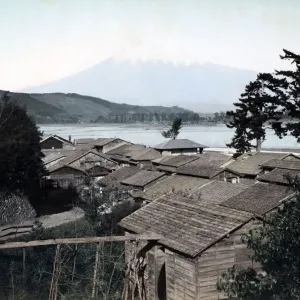 Mount Fuji from Iwabuchi, Japan, circa 1880s. Date: circa 1880s Mount Fuji from Iwabuchi, Japan, circa 1880s. Date: circa 1880s
