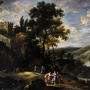 A mountain valley with Diana and her nymphs by Jan Tilens (1