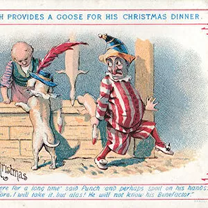 Mr Punch and Judy on a Christmas card