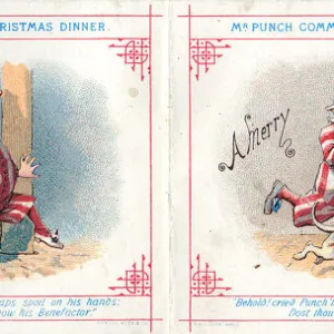 Mr Punch and Judy on a Christmas card