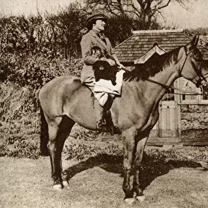 Mrs A. J. Munnings riding a horse in Somerset