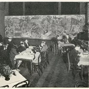 Mural decorations in the Stockwell British Restaurant during the Second World War