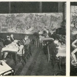 Mural decorations in the Stockwell British Restaurant during the Second World War