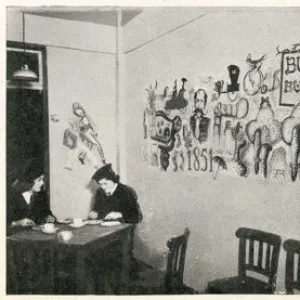 Mural decorations in the Stoke-on-Trent British Restaurant during the Second World War