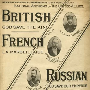 Music cover, National Anthems of the Allies, WW1