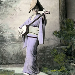 Musician with Shamisen, Japan