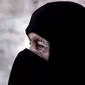 Muslim woman in black burka or niqab - Istanbul, Turkey