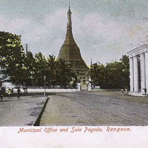 Myanmar - Yangon - Municipal Office and Sule Pagoda
