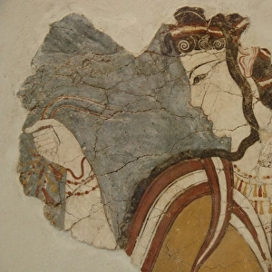 Mycenaean art. Greece. Fresco of the Lady of Mycenae or the