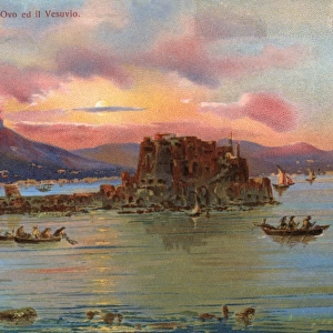 Naples, Italy - Vesuvius and the Castel dell Ovo