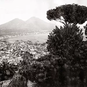 Naples and the volcano Mount Vesuvius, Italy c. 1880 s