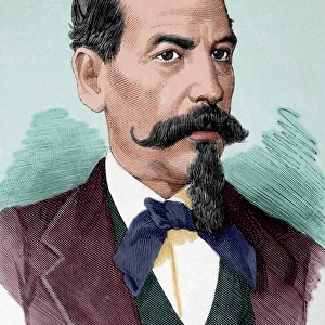 Narciso Campero (1815-1896). Engraving. Colored