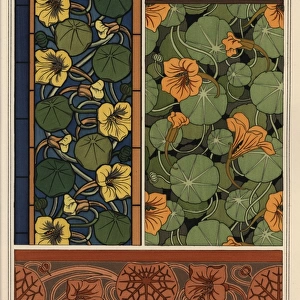 Nasturtium in art nouveau patterns