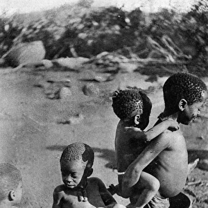 Native African Matabele children playing