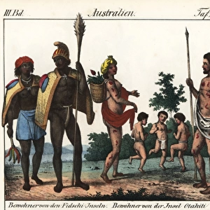 Natives of Fiji and Tahiti with tattoos