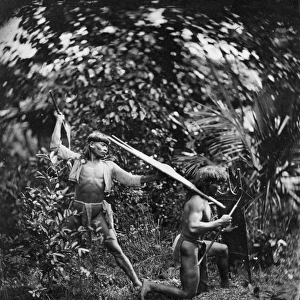 Natives with spear. Philippines