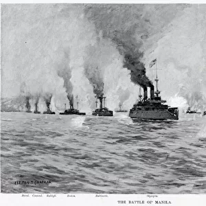 NAVAL BATTLE OF MANILA The American fleet under Dewey totally destroys the Spanish fleet
