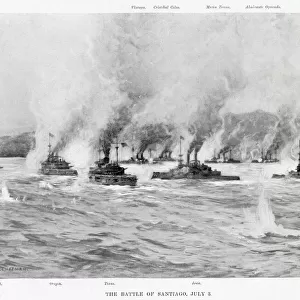 NAVAL BATTLE OF SANTIAGO The rival warships engage at close quarters Date: 3 July 1898