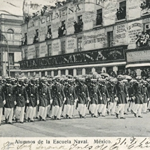 Naval cadets marching in Mexico City, Mexico