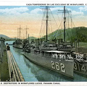 US Navy destroyers, Miraflores Locks, Panama Canal