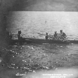 New Guinea natives in canoe, Humboldt Bay, Admiralty Islands