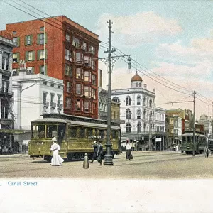 New Orleans, Louisiana, USA - Canal Street with Trams