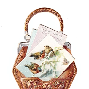 New Year card in the shape of a leather handbag