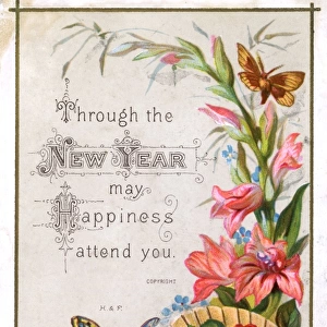 New Years Greeting card featuring a Swallowtail Butterfly